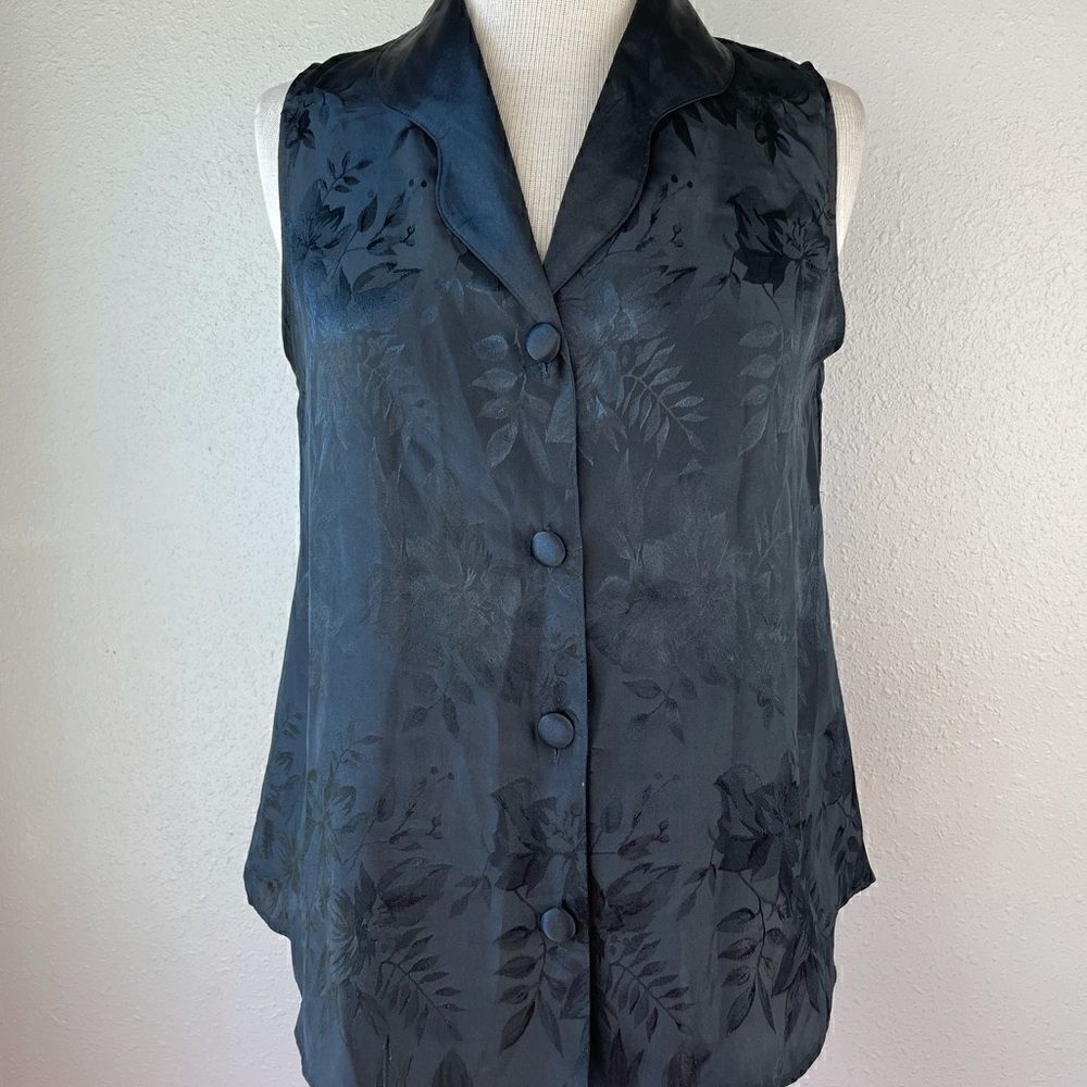 Morgan Taylor Button Down Sleeveless Blouse Top Size M EUC